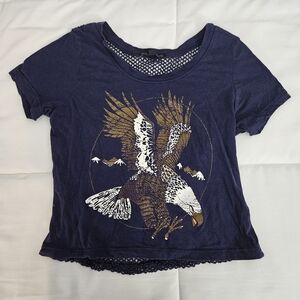 Truly Madly Deeply Navy Mesh Detail Top